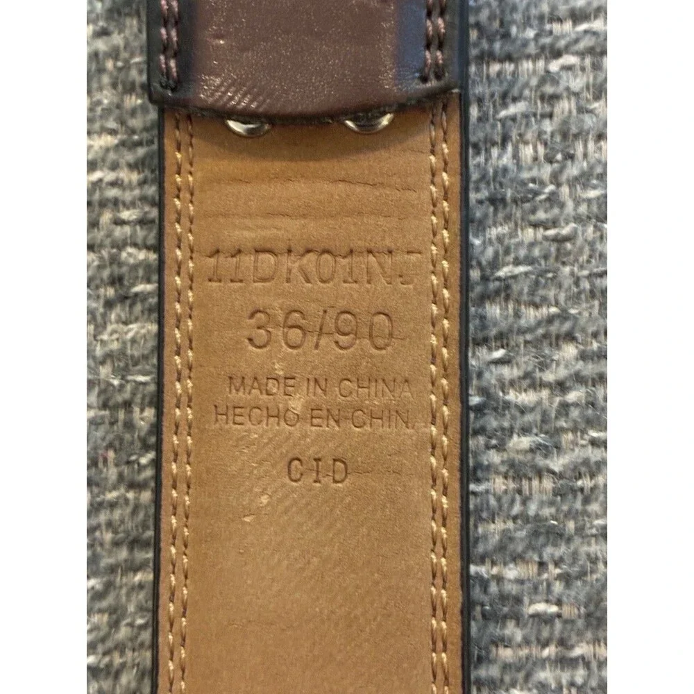 Dockers Men’s Dress Belt Brown 36/90 1 1/4in Adjustable Logo Silver‎ Buckle